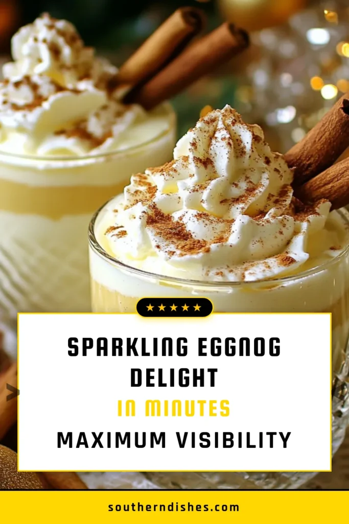 Celebrate the holidays with this festive eggnog recipe, the perfect blend of creamy eggnog and sparkling apple cider! This Eggnog Champagne Fizz is an easy eggnog cocktail that will delight your guests. Great for Christmas parties, it's a must-try among holiday drink ideas! Impress your friends with these delicious Christmas party beverages that are sure to be a hit! Save this recipe for your next gathering! #EggnogChampagneFizz #HolidayDrinks #FestiveCocktails #ChristmasParty