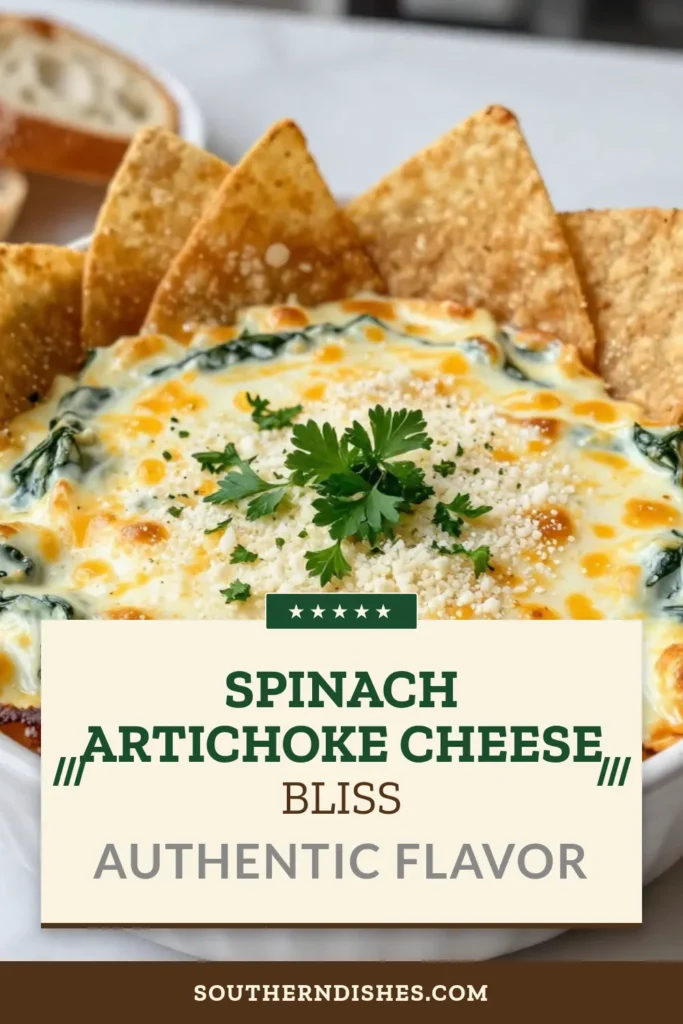 Indulge in this creamy spinach artichoke recipe that's perfect for any gathering! This cheesy spinach artichoke dip combines savory artichokes, rich cream cheese, and gooey mozzarella into a delicious, baked spinach artichoke cheese delight. Ideal as a spinach artichoke appetizer, it's sure to please your guests. Serve with tortilla chips or baguette slices for the ultimate cheesy appetizer dip experience! Save this recipe for your next get-together! #SpinachArtichokeDip #CheesyAppetizerDip #AppetizerRecipes #BakedSpinachArtichoke