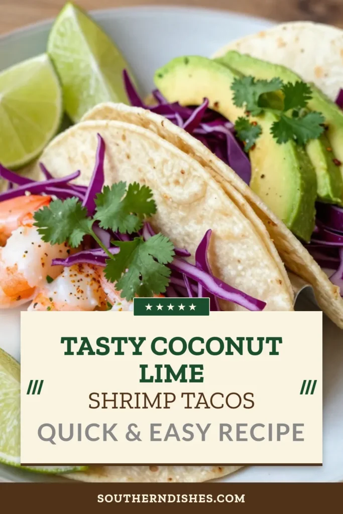 Indulge in tropical flavors with these delicious Coconut Lime Shrimp Tacos! This easy shrimp taco recipe features shrimp marinated in creamy coconut milk, zesty lime, and spices. Perfect for a quick weeknight dinner or a festive gathering. Each bite is a burst of flavor with fresh avocado and crunchy cabbage. Ready to make your own coconut lime shrimp tacos? Try this recipe now and enjoy a taste of the tropics! #ShrimpTacos #EasyRecipes #TropicalFood #SeafoodLovers