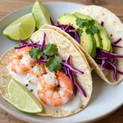 - 1 lb shrimp, peeled and deveined - 1 cup coconut milk - 2 tablespoons lime juice - 1 teaspoon lime zest - 1 teaspoon garlic powder - 1 teaspoon cumin - Salt and pepper to taste - 8 small corn tortillas - 1 cup red cabbage, shredded - 1 avocado, sliced - Fresh cilantro for garnish - Lime wedges for serving For this recipe, I use one pound of shrimp, which serves four people. You will need one cup of coconut milk to create a rich base. Two tablespoons of lime juice add brightness, while one teaspoon each of lime zest, garlic powder, and cumin provide depth of flavor. Adjust salt and pepper to your taste. For the tacos, I recommend eight small corn tortillas. Top them with one cup of shredded red cabbage and one sliced avocado. Fresh cilantro adds a nice touch, and lime wedges give extra zing. If you cannot find shrimp, chicken or tofu can work well. Use coconut cream for a thicker sauce. If you want less dairy, opt for almond or soy milk. You can swap lime juice with lemon juice if needed. For a crunchier topping, use green cabbage instead of red. If you don&rsquo;t have tortillas, lettuce wraps make a great low-carb option. {{ingredient_image_1}} To start, grab a bowl. In this bowl, mix the coconut milk, lime juice, and lime zest well. Add the garlic powder, cumin, salt, and pepper. Stir everything until it blends. This marinade gives the shrimp a zesty flavor. The coconut milk adds creaminess and richness. Now, add 1 pound of peeled and deveined shrimp to the marinade. Make sure each shrimp gets coated well. Cover the bowl and let it sit for 20 minutes. This step is key. It allows the shrimp to soak up all those lovely flavors. You can set a timer so you don&rsquo;t forget! Next, heat a large skillet over medium heat. Once it&rsquo;s warm, add the marinated shrimp. Cook for 2-3 minutes on each side. You&rsquo;ll know they&rsquo;re done when they turn pink and opaque. This quick cooking keeps the shrimp tender and juicy. Remove them from the heat when finished. To cook shrimp just right, focus on timing. Cook the shrimp for about 2-3 minutes on each side. They should turn pink and opaque. Overcooking makes them tough. Use medium heat for even cooking. If you see them curling tightly, they are done. This method keeps them juicy and tender. Warming tortillas makes them soft and tasty. You can use a skillet or microwave. If using a skillet, heat it over medium heat. Place the tortillas in for about 30 seconds on each side. For the microwave, stack them and cover with a damp paper towel. Heat for 30 seconds. Warm tortillas make your tacos much better. Make your tacos look amazing! Use colorful toppings. Shredded red cabbage adds a nice crunch and color. Sliced avocado gives a creamy touch. Fresh cilantro adds a pop of green. Arrange the toppings in a line on the taco. Serve with lime wedges for a bright finish. This makes the dish inviting and fun to eat. Pro Tips Marinate for Maximum Flavor: Allow the shrimp to marinate for at least 20 minutes to fully absorb the coconut and lime flavors, enhancing the overall taste of your tacos. Perfectly Cooked Shrimp: Cook shrimp just until they turn pink and opaque, about 2-3 minutes per side. Overcooking can make them tough, so keep an eye on them! Warm Tortillas: Warm your corn tortillas in a dry skillet or microwave before assembling the tacos. This makes them more pliable and prevents them from cracking when folded. Fresh Garnishes: Don't skip the fresh cilantro and lime wedges! They add a burst of freshness and bright acidity that perfectly complements the rich coconut shrimp. {{image_2}} If you want a gluten-free meal, you can easily adapt this recipe. Corn tortillas are naturally gluten-free. Just check the package to be sure. For the marinade, all ingredients are gluten-free, so you can keep the flavor. This way, you can enjoy tasty tacos without worry. To make this dish vegetarian, swap shrimp for firm tofu or jackfruit. Cube the tofu and marinate it in the same coconut mix. Cook it until golden brown. Jackfruit can be shredded after cooking and tossed in the marinade. Both options offer a great texture and flavor. Want to boost the taste? Here are some ideas: - Add chopped jalape&ntilde;os for heat. - Mix in fresh mango for sweetness. - Use fresh herbs like mint or basil for a twist. These simple changes can make your tacos even more exciting. You can experiment with flavors until you find your perfect combination. To store leftover tacos, keep the shrimp and toppings separate. Use airtight containers. Place the shrimp in one container and the tortillas, cabbage, and avocado in another. This keeps everything fresh and tasty. Store it in the fridge for up to two days. When you are ready to eat, reheat the shrimp in a skillet over medium heat. Cook it for about 2-3 minutes until it warms through. You can also warm the tortillas quickly in a dry skillet or microwave. This helps keep them soft and pliable. If you want to freeze the tacos, only freeze the shrimp. Place it in a freezer-safe bag. Remove as much air as possible. You can freeze it for up to three months. When you are ready to use it, thaw it overnight in the fridge. Cook as normal when thawed. Do not freeze the tortillas or toppings, as they do not hold up well. The best way to cook shrimp for tacos is to saut&eacute; them. Heat a skillet over medium heat. Add the marinated shrimp and cook them for about 2-3 minutes on each side. They should turn pink and opaque. This method keeps the shrimp juicy and flavorful. You can also grill them for a smoky taste. Grilling gives shrimp a nice char that adds depth. Yes, you can use frozen shrimp for this recipe. Just remember to thaw them first. Place the shrimp in cold water for about 15-20 minutes. Once thawed, peel and devein them if needed. Make sure to dry them well before marinating. This helps the shrimp absorb the flavors better. Using frozen shrimp can be a great time-saver. To make the tacos spicier, add some diced jalape&ntilde;os or a pinch of cayenne pepper to the marinade. You can also top the tacos with a spicy sauce or salsa. Fresh chopped chilies can add heat too. For an extra kick, serve them with a side of hot sauce. Adjust the spice level to fit your taste. In this post, I covered the key steps to make tasty shrimp tacos. We explored the right ingredients, how to marinate and cook shrimp, and tips for the perfect finish. You learned about gluten-free and vegetarian options, plus how to store leftovers. To sum it up, with the right ingredients and careful cooking, you can make delicious tacos at home. Enjoy experimenting with flavors and sharing them with friends!