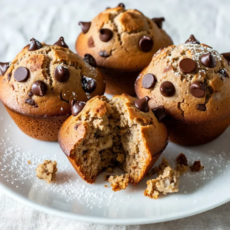 To make One-Bowl Banana Chocolate Chip Muffins, gather these simple ingredients: - 3 ripe bananas, mashed - 1/3 cup melted coconut oil - 1/2 cup granulated sugar - 1 large egg, beaten - 1 teaspoon vanilla extract - 1 teaspoon baking soda - Pinch of salt - 1 teaspoon ground cinnamon - 1 1/2 cups all-purpose flour - 1/2 cup semi-sweet chocolate chips - Optional: 1/4 cup chopped walnuts or pecans Using the right measurements is key. If you don't have coconut oil, use melted butter instead. You can swap granulated sugar with brown sugar for a richer flavor. For a vegan option, replace the egg with a tablespoon of flaxseed meal mixed with three tablespoons of water. This mix acts as a great binder. Feel free to customize your muffins. Want a crunch? Add 1/4 cup of chopped walnuts or pecans. For a fun twist, try mixing in dried fruits like cranberries or blueberries. You can also use dark chocolate chips for a deeper chocolate flavor. These add-ins make your muffins even more special! {{ingredient_image_1}} Start by setting your oven to 350°F (175°C). While it warms up, prepare your muffin tin. You can either line it with paper liners or lightly grease each cup. This step helps the muffins release easily after baking. In a large bowl, mash the ripe bananas until smooth. Then, pour in the melted coconut oil. Mix these two together well. Next, add the granulated sugar, beaten egg, and vanilla extract. Stir until everything is well blended. This mix forms the tasty base of your muffins. Now, sprinkle the baking soda, salt, and ground cinnamon into your wet mix. Give it a good stir to combine. Gradually add the all-purpose flour, mixing until no dry flour remains. Be careful not to overmix; this keeps your muffins soft and fluffy. Once your batter is ready, gently fold in the chocolate chips and optional nuts. Use a spoon or an ice cream scoop to fill each muffin cup about 2/3 full. Place the muffin tin in the preheated oven. Bake for 18-20 minutes. Check for doneness by inserting a toothpick. It should come out clean. Let the muffins cool in the tin for 5 minutes before moving them to a wire rack. Baking can be tricky. Here are some tips to help you avoid mistakes. - Measure ingredients correctly. Use measuring cups for dry and wet items. - Don’t overmix the batter. Mix just until no dry flour shows. Overmixing makes muffins tough. - Check your oven temp. An oven thermometer helps ensure accurate heat. For soft and fluffy muffins, focus on these key steps: - Use ripe bananas. The riper, the better. They bring natural sweetness and moisture. - Mix wet and dry ingredients separately. This ensures even distribution and better texture. - Fill muffin cups right. Aim for 2/3 full. This helps them rise without spilling. Want to kick your muffins up a notch? Try these ideas: - Add nuts. Chopped walnuts or pecans give a nice crunch. - Mix in spices. Try nutmeg or ginger for a warm flavor twist. - Swap chocolate types. Use dark chocolate or white chocolate chips for variety. These tips will help you create delicious, well-textured banana chocolate chip muffins! Pro Tips Use Overripe Bananas: The riper the bananas, the sweeter and more flavorful your muffins will be. Look for bananas with brown spots for optimal sweetness. Customize Your Mix-ins: Feel free to add in your favorite nuts, dried fruits, or even different types of chocolate to give your muffins a unique twist. Don’t Overmix: Mix the batter just until combined. Overmixing can lead to dense muffins, so be gentle and stop as soon as you no longer see dry flour. Check for Doneness: Use a toothpick to test the center of the muffins. If it comes out clean or with a few crumbs, they are ready to be taken out of the oven. {{image_2}} You can add many fruits to your muffins. Try replacing some banana with applesauce. It keeps the muffins moist. You can also add blueberries or diced strawberries. These fruits add fresh flavor and color. Mix in around one cup of fruit. Keep in mind the moisture they bring. Adjust the flour a bit if needed. If you need a nut-free version, skip the nuts. You can still get great taste. Use sunflower seeds instead for crunch. For a dairy-free option, replace the egg with flaxseed meal. Mix one tablespoon of flaxseed meal with three tablespoons of water. Let it sit for five minutes, then add it. Use almond milk or oat milk instead of cow’s milk. These choices keep the muffins soft and tasty. To make these muffins gluten-free, swap the all-purpose flour. Use a gluten-free flour blend. Look for blends with xanthan gum. This helps give the muffins structure. You can also try almond flour or coconut flour. If using coconut flour, reduce the amount to half. It soaks up more moisture. Keep an eye on the baking time as well, since gluten-free muffins may bake quicker. To keep your muffins fresh, store them in an airtight container. This helps keep moisture in and air out. You can leave them at room temperature for about two days. If you want to keep them longer, the fridge is a good choice. Just remember that the fridge can dry them out a bit. If you want to save some muffins for later, freezing works great. First, let the muffins cool completely. Then, wrap each one in plastic wrap. After that, place them in a freezer bag. This way, they stay fresh for up to three months. When you want one, just take it out and let it thaw at room temperature. To enjoy your muffins warm, you can reheat them. The best way is to use the microwave. Heat them for about 15-20 seconds. If you like them crisp, use an oven. Preheat it to 350°F (175°C), then heat the muffins for about 5-7 minutes. This brings back that fresh-baked feel. Yes, you can use frozen bananas. Just thaw them first. They become very soft and easy to mash. This can even enhance the banana flavor. Make sure to drain any excess liquid. This keeps your muffins from getting too wet. You can make simple swaps. Try using whole wheat flour instead of all-purpose flour. It adds fiber and nutrients. You can also cut the sugar by using less or adding a ripe apple. Adding nuts boosts healthy fats. Use dark chocolate chips for added health benefits. If your muffins turn out dry, check your mixing. Overmixing can lead to dryness. You can also try adding a bit more mashed banana. This adds moisture and flavor. Another tip is to bake them for a shorter time. Always keep an eye on them while baking. In this blog post, we covered essential ingredients and easy steps to bake muffins. You learned about measurements, common mistakes, and storage tips. Each detail helps you create tasty muffins every time. Experiment with fruits and dietary options for more variety. Remember, baking is fun and a chance to be creative. Enjoy making your muffins and sharing them with others!