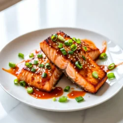 - 4 salmon fillets - 1/2 cup Greek yogurt - 3 tablespoons sweet chili sauce - 1 tablespoon sriracha - 1 tablespoon lime juice - 1 teaspoon garlic powder - 1 teaspoon onion powder - Salt and pepper to taste - 2 green onions, chopped - Sesame seeds For this Air Fryer Bang Bang Salmon, you need some key ingredients. First, gather four salmon fillets. Salmon is rich in omega-3s and tastes great. Next, grab half a cup of Greek yogurt. This will make the sauce creamy and tangy. You'll also need three tablespoons of sweet chili sauce. This adds a nice sweetness. For heat, use one tablespoon of sriracha. You can adjust this based on how spicy you like it. Don't forget one tablespoon of lime juice for brightness in flavor. For seasoning, you need one teaspoon each of garlic powder and onion powder. These spices enhance the taste of the salmon. Add salt and pepper to suit your taste. To finish the dish, chop two green onions and have some sesame seeds ready for garnish. These add color and a nice crunch. With these ingredients, you're set to create a delicious meal! {{ingredient_image_1}} To make the bang bang sauce, start by mixing Greek yogurt and sweet chili sauce in a bowl. This base is creamy and sweet. Next, add sriracha for some heat. If you like it spicy, feel free to add more. Squeeze in lime juice for freshness. Then, sprinkle in garlic powder and onion powder. These add depth to the flavor. Finally, season with salt and pepper to taste. Set aside a couple tablespoons for drizzling later. Set your air fryer to 380&deg;F (193&deg;C). Preheating is key for even cooking. Let it preheat for about 5 minutes. This step helps the salmon cook just right. First, dry the salmon fillets with paper towels. Remove excess moisture for better browning. Next, generously coat each fillet with the bang bang sauce. Make sure every part is well-covered. This will help the salmon soak in all those tasty flavors. Now, let it marinate for about 10 minutes. This step makes the dish even more delicious. Place the coated salmon fillets in the air fryer basket. Make sure they are in a single layer and not overlapping. Cook them at 380&deg;F (193&deg;C) for 10-12 minutes. Check them for doneness at 145&deg;F (63&deg;C). The salmon should flake easily with a fork when it&rsquo;s ready. Carefully remove the salmon from the air fryer. Drizzle it with the reserved bang bang sauce for extra flavor. Then, garnish with chopped green onions and sesame seeds. This adds a nice crunch and a pop of color to your dish. Enjoy your meal! Check the internal temperature of your salmon. Use a meat thermometer to ensure it reaches 145&deg;F (63&deg;C). This ensures the fish is safe to eat and perfectly cooked. Cooking time may vary based on the thickness of your fillets. For thicker pieces, add a few extra minutes. For thinner fillets, reduce the time slightly. You can adjust the spice level of the bang bang sauce. If you want less heat, add less sriracha. Start with a small amount and taste as you go. You can also swap Greek yogurt for other options. Try sour cream or a plant-based yogurt for a different flavor. Marinate the salmon in the bang bang sauce for at least 10 minutes. This helps the flavors soak into the fish. Make sure to coat each fillet well with the sauce. The more sauce on the fish, the better the taste. Use a brush or spoon to ensure a thick layer. Pro Tips Marinate for Maximum Flavor: Let the salmon marinate in the bang bang sauce for at least 10 minutes to enhance the flavors. For an even bolder taste, consider marinating for up to 30 minutes in the refrigerator. Check for Freshness: Always opt for fresh salmon fillets when possible. Look for vibrant color and a clean, ocean-like smell. Fresh fish will yield the best taste and texture. Adjust the Spice Level: If you prefer a milder dish, reduce the amount of sriracha in the sauce. Conversely, for more heat, feel free to add extra sriracha or a pinch of red pepper flakes. Perfect Air Fryer Cooking: To ensure even cooking, arrange the salmon fillets in a single layer in the air fryer basket without overlapping. This allows for optimal air circulation and perfect crispness. {{image_2}} You can switch out the salmon for shrimp or chicken. These proteins work well with the bang bang sauce. If you use shrimp, the cooking time is shorter. Cook for about 8-10 minutes at 380&deg;F (193&deg;C). For chicken, ensure it's fully cooked to 165&deg;F (74&deg;C). Chicken breast may take around 12-15 minutes, depending on thickness. Always check the doneness of the protein you choose. Feel free to experiment with different sauces. A spicy aioli or a mango salsa can add a fun twist. You can also try a tangy peanut sauce for a different flavor. If you're looking for dairy-free options, use coconut yogurt instead of Greek yogurt. This keeps the dish creamy while meeting dietary needs. Adjust the heat level by adding more or less sriracha to suit your taste. When it comes to serving, consider pairing this dish with rice or a fresh salad. Jasmine rice adds a nice touch, while a crisp cucumber salad cools the palate. For plating, try stacking the salmon on a bed of greens. Drizzle your reserved bang bang sauce on top for a beautiful finish. Adding sesame seeds and chopped green onions gives a nice crunch and color. To store cooked salmon, let it cool to room temperature. Place it in an airtight container. This keeps it fresh and safe. You can store it in the fridge for up to three days. The best ways to reheat salmon are in the oven or the air fryer. Set your oven to 350&deg;F (175&deg;C) and heat it for about 10 minutes. If using the air fryer, set it to 350&deg;F (175&deg;C) for 5-7 minutes. These methods help keep the salmon moist. Avoid using the microwave; it can dry out the fish. To freeze cooked salmon, wrap each fillet tightly in plastic wrap. Then, place it in a freezer bag. Remove as much air as possible. You can freeze it for up to three months. When ready to eat, thaw it in the fridge overnight for the best results. Bang Bang sauce is a creamy, spicy sauce. It has a sweet and tangy flavor. The main ingredients are Greek yogurt and sweet chili sauce. I also add sriracha for heat, lime juice for zing, and garlic and onion powder for depth. This sauce is perfect for drizzling over salmon or tossing with veggies. Yes, you can use frozen salmon fillets. Cook them straight from the freezer. Just add a few extra minutes to the cooking time. Check for doneness when the fish flakes easily. This method is great if you forget to thaw your fish. To make the dish spicier, add more sriracha. You can also use red pepper flakes. Another option is to add a dash of cayenne pepper to the sauce. Taste as you go to find your perfect heat level. This recipe is quite healthy. Salmon is rich in omega-3 fatty acids, which are good for your heart. Greek yogurt adds protein and probiotics for gut health. Using fresh ingredients helps keep it light and nutritious. Just watch the amount of sweet chili sauce for added sugar. Yes, you can make this dish without an air fryer. Bake the salmon in the oven at 400&deg;F (204&deg;C) for about 15-20 minutes. You can also grill the salmon on medium heat. Just keep an eye on it to avoid overcooking. Adjust the cooking time based on the thickness of the fillets. This recipe shows you how to make tasty air-fried salmon with bang bang sauce. Using fresh ingredients like Greek yogurt, sweet chili sauce, and lime juice makes it delicious. You can switch proteins or sauces to suit your taste. Remember to check the salmon's doneness and store leftovers correctly. Enjoy crafting this easy dish for a quick meal! It's healthy and satisfies your craving for flavor.